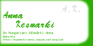 anna kesmarki business card